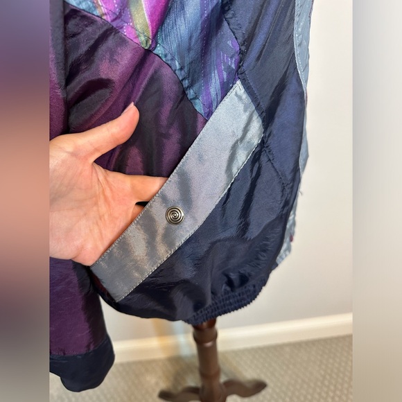 Sz M New York Classics nylon vintage retro track jacket full zip purple grey 90s - Picture 3 of 8